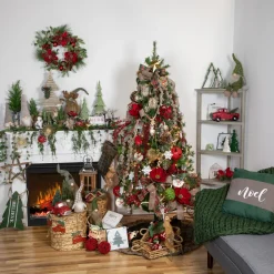 Hot Glittered Artificial Thistle Christmas Spray - 39