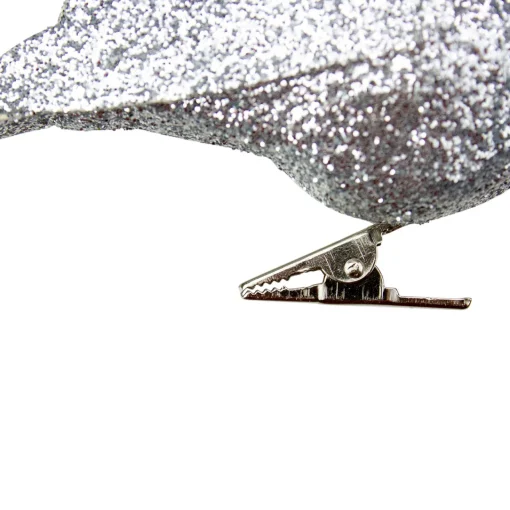 Sale Glittered Bird Clip-On Christmas Ornament - 6" - Silver-tone Animals