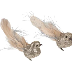 Discount Glittered Birds Clip-On Christmas Ornaments - 7.5" - Gold - Set of 2 Animals