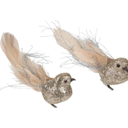 Discount Glittered Birds Clip-On Christmas Ornaments - 7.5" - Gold - Set of 2 Animals