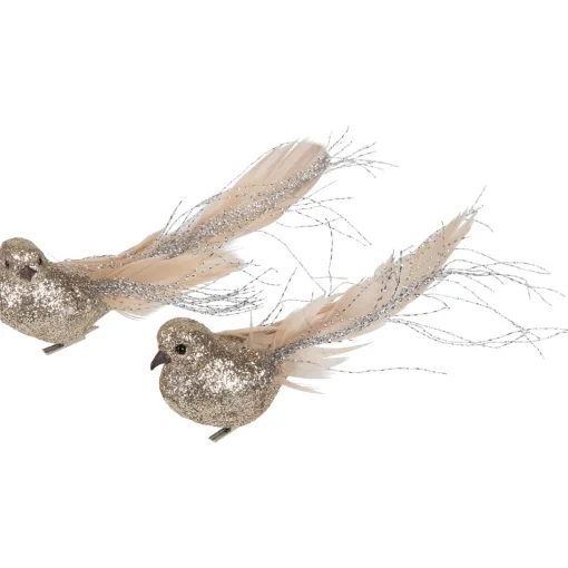 Discount Glittered Birds Clip-On Christmas Ornaments - 7.5" - Gold - Set of 2 Animals
