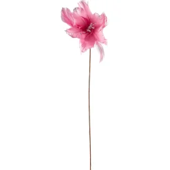 Glittered Feather Poinsettia Artificial Christmas Pick - 13.75