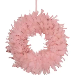 Sale Glittered Feathers Christmas Wreath - 14.5" - Unlit - Pink Unlit