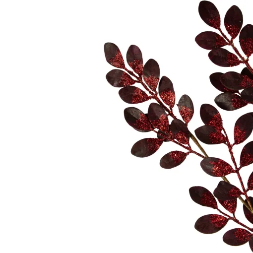 Clearance Glittered Leaves Artificial Christmas Spray - 37" - Red Sprays, Picks & Branches