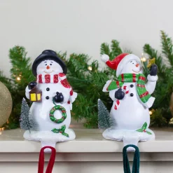 Best Glittered Snowman Christmas Stocking Holders - 5.75" - Set of 2 Stocking Holders