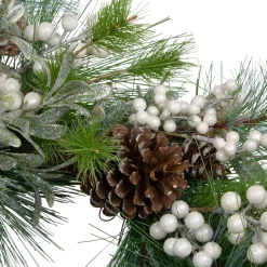 Sale Glittered White Berry and Pinecone Artificial Christmas Wreath, 30-Inch, Unlit Unlit