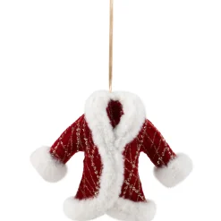 Clearance Glittered Winter Coat with Plush Trim Christmas Ornament - 6.5" - Red Fashion & Beauty