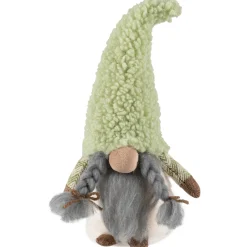 Sale Gnome Girl in Faux Fur Hat Christmas Figure - 12" - Green Gnomes