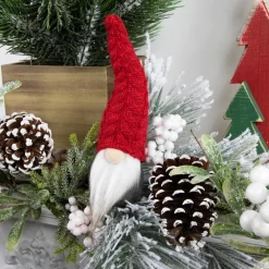 Sale Gnome with Knitted Hat Christmas Decoration - 8" - Gray and Red Gnomes