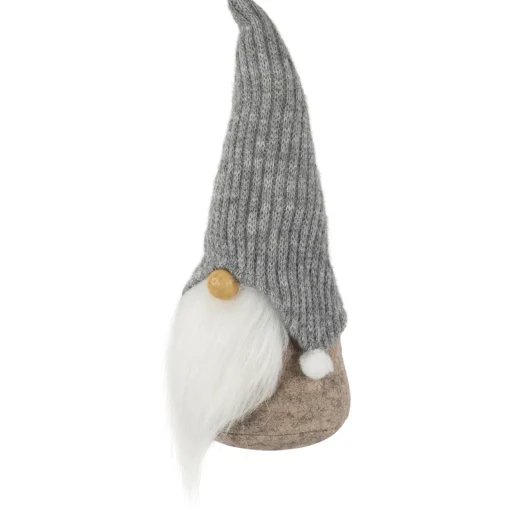 Gnome with Knitted Pom Pom Hat Christmas Figure - 9" - Beige Gnomes