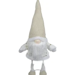 Outlet Gnome with Stars and Faux Fur Sweater Christmas Decoration - 17" - White and Cream Gnomes