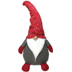 Sale Gnome with Tall Bendable Hat Christmas Decoration - 22" - Grey and Red Gnomes