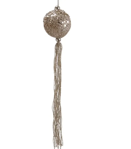 Outlet Gold Glittered Christmas Ball Ornament with Tassels 12" (300mm) Glass