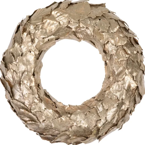 Gold Layered Leaves Christmas Wreath, 15.5-Inch, Unlit Unlit