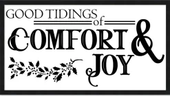 Good Tiding of Comfort and Joy 7.5" x 13.5" Framed Christmas Wall Decor Art Print Sign Poster in a Black Wooden Frame with UV Acrylic and Hangers Wall