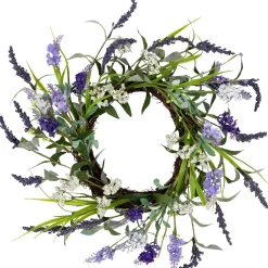 Online Green and Purple Twig Artificial Floral Wreath, 16-Inch - Unlit Unlit