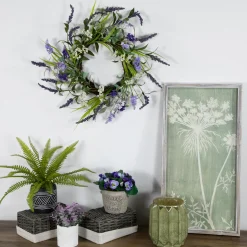 Online Green and Purple Twig Artificial Floral Wreath, 16-Inch - Unlit Unlit