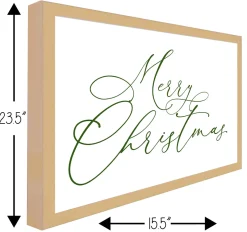 Green Merry Christmas 15.5" x 21.5" Framed Christmas Wall Decor Art Print Sign Poster in a Natural Wooden Frame with UV Acrylic and Hangers Wall