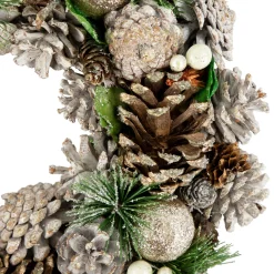 Clearance Green Pine Needle and Pinecone Artificial Christmas Wreath, 13.5-Inch, Unlit Unlit