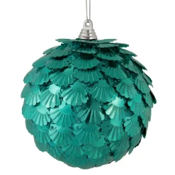 Outlet Green Sequin Layered Christmas Ball Ornament 4" (100mm) Glass