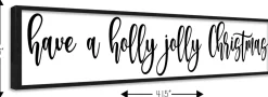 Discount Have a Holly Jolly Christmas 8" x 41.5" Framed Christmas Wall Decor Art Print Sign Poster in a Black Wooden Frame with UV Acrylic and Hangers Wall