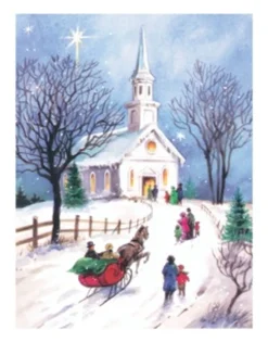 Hot Heading to Church Winter Scene Wall Decor Art Print Wall