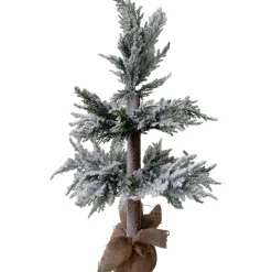 Hot Heavily Flocked Pine Christmas Tree in Natural Jute Base - 27.5" Flocked