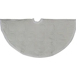 Clearance Hexagon Quilted Pattern Christmas Tree Skirt - 18" - Off-White Cloth|Metal