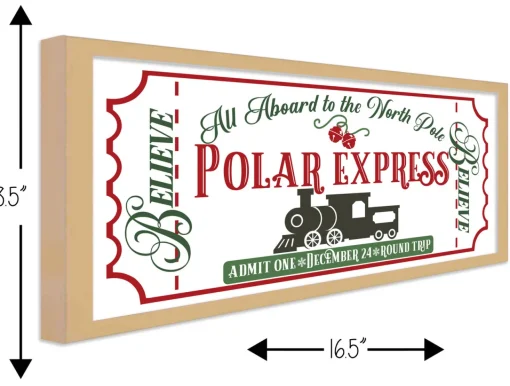 Online HO HO HO 9.5" x 21.5" Framed Christmas Wall Decor Art Print Sign Poster in a Natural Wooden Frame with UV Acrylic and Hangers Wall