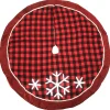 Hot 48 Inch Red & Black Plaid Snowflake Holiday Christmas Tree Skirt Cloth|Metal