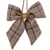 Hot Houndstooth Plaid Bow Christmas Ornament - 7.5" - Brown and Cream Novelty