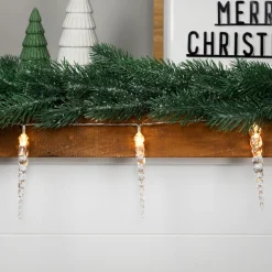 Discount Icicle String Christmas Light Set - Warm White - 4.5' Clear Wire - 10ct Icicles