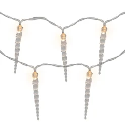 Discount Icicle String Christmas Light Set - Warm White - 4.5' Clear Wire - 10ct Icicles