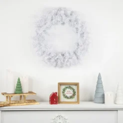 Hot Icy White Iridescent Spruce Artificial Christmas Wreath - 18-Inch, Unlit Unlit