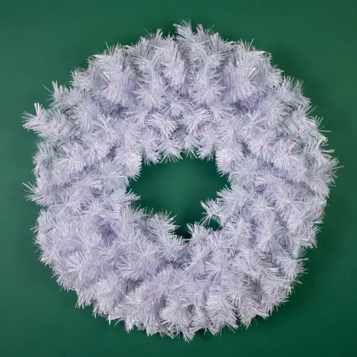 Hot Icy White Iridescent Spruce Artificial Christmas Wreath - 18-Inch, Unlit Unlit