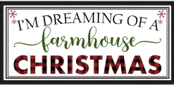 I'm Dreaming of a Farmhouse Christmas 10.5" x 21.5" Framed Christmas Wall Decor Sign Poster in a Black Wooden Frame with UV Acrylic and Hangers Wall