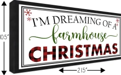I'm Dreaming of a Farmhouse Christmas 10.5" x 21.5" Framed Christmas Wall Decor Sign Poster in a Black Wooden Frame with UV Acrylic and Hangers Wall
