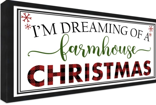 I'm Dreaming of a Farmhouse Christmas 10.5" x 21.5" Framed Christmas Wall Decor Sign Poster in a Black Wooden Frame with UV Acrylic and Hangers Wall