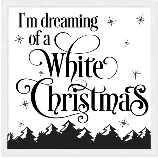 Outlet I'm dreaming of White Christmas 13.5" x 13.5" Framed Christmas Wall Decor Art Print Sign Poster in a Natural Wooden Frame with UV Acrylic and Hangers Wall