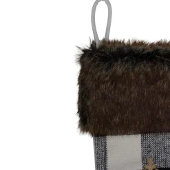 18-Inch Black and White Buffalo Plaid Burlap Reindeer Christmas Stocking Stockings