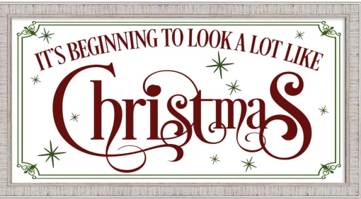 Outlet It's beginning to look A Lot Like Christmas 7.5" x 13.5" Framed Christmas Wall Decor Sign Poster in a White Wooden Frame with UV Acrylic and Hangers Wall