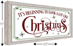 Outlet It's beginning to look A Lot Like Christmas 7.5" x 13.5" Framed Christmas Wall Decor Sign Poster in a White Wooden Frame with UV Acrylic and Hangers Wall