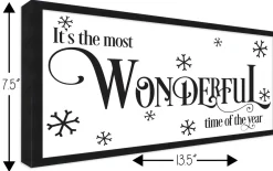 Discount It's the Most Wonderful Time of the Year Vintage 7.5" x 13.5" Framed Christmas Wall Decor Sign Poster in a Natural Wooden Frame with UV Acrylic Wall