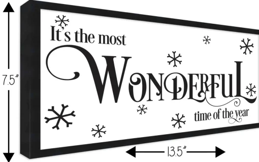 Discount It's the Most Wonderful Time of the Year Vintage 7.5" x 13.5" Framed Christmas Wall Decor Sign Poster in a Natural Wooden Frame with UV Acrylic Wall