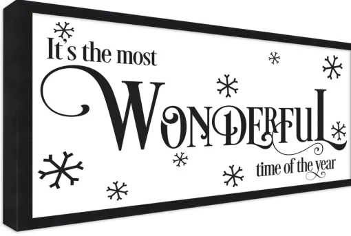 Discount It's the Most Wonderful Time of the Year Vintage 7.5" x 13.5" Framed Christmas Wall Decor Sign Poster in a Natural Wooden Frame with UV Acrylic Wall