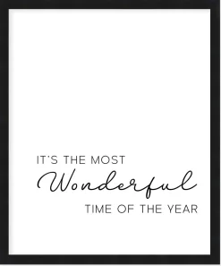 It's the Most Wonderful Time of the Year 19.5" x 25.5" Framed Christmas Wall Decor Sign Poster in a Black Wooden Frame with UV Acrylic and Hangers Wall