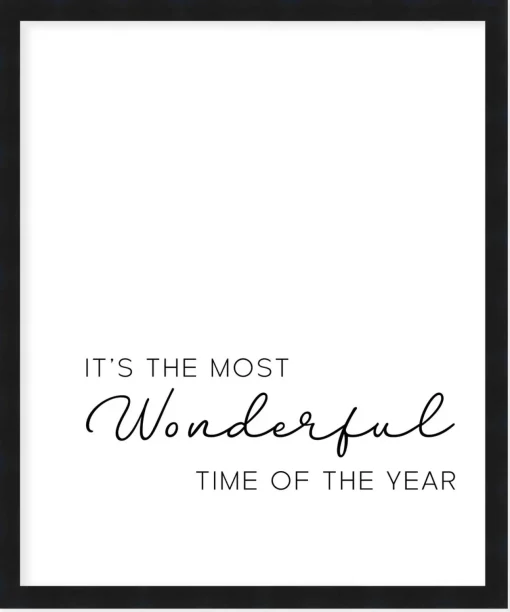 It's the Most Wonderful Time of the Year 19.5" x 25.5" Framed Christmas Wall Decor Sign Poster in a Black Wooden Frame with UV Acrylic and Hangers Wall