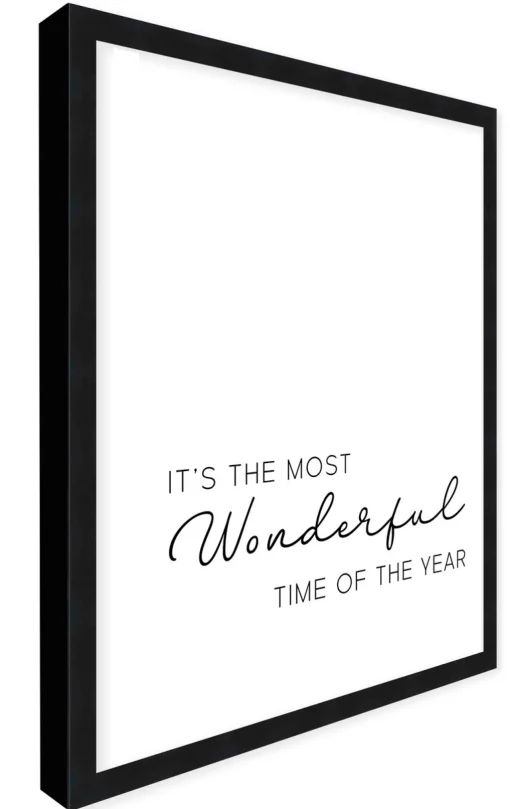 It's the Most Wonderful Time of the Year 19.5" x 25.5" Framed Christmas Wall Decor Sign Poster in a Black Wooden Frame with UV Acrylic and Hangers Wall