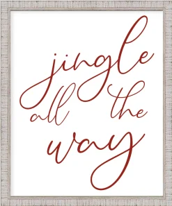 Clearance Jingle All The Way 17.5" x 21.5" Framed Christmas Wall Decor Art Print Sign Poster in a White Wooden Frame with UV Acrylic and Hangers Wall