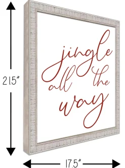 Clearance Jingle All The Way 17.5" x 21.5" Framed Christmas Wall Decor Art Print Sign Poster in a White Wooden Frame with UV Acrylic and Hangers Wall